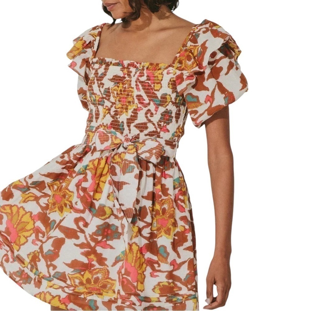 CLEOBELLA Shea Delfina Floral Ruffle‎ Puff Sleeve Mini Dress
